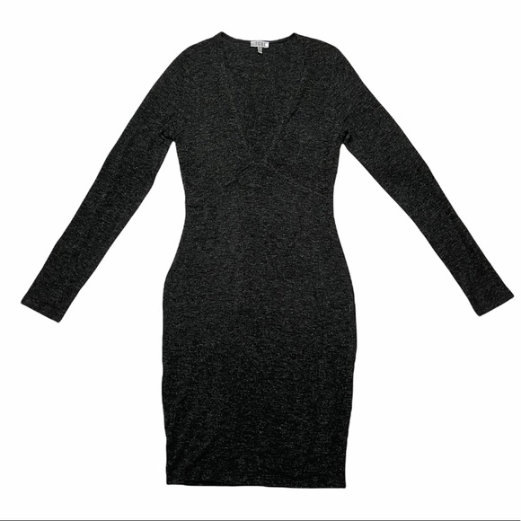 Tobi | Grey Long Sleeve V-Neck Fitted Knit Mini Dress S - Picture 2 of 10
